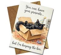 Funny Cat Birthday Card - Cat in Box, A5 with Envelope
