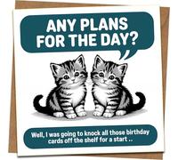 Funny Cat Birthday Card - Kittens Knock Cards Off the Shelf - Humorous Cute Feline Design, 145mm x 145mm Square, Includes Kraft Envelope - For Him Her Friends Family
