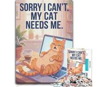 Funny Cat Blocking Laptop Adult Wooden Puzzle | A focused indoor hobby: steady puzzle progress during indoor leisure.