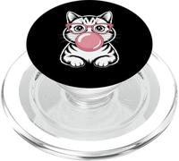 Funny Cat Blowing Bubble Gum Illustration PopSockets PopGrip for MagSafe