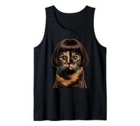 Funny Cat Bob Haircut Stylish Cute Kitten with Bangs Tank Top