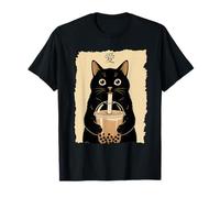 Funny Cat Boba Tea Graphic Japanese Kawaii Anime Bubble Tea T-Shirt