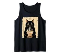 Funny Cat Boba Tea Graphic Japanese Kawaii Anime Bubble Tea Tank Top