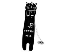 Funny Cat Bookmark | Zinc Alloy 'You Pawsed Here' Bookmark with Paw Mark Pendant | Lightweight Metal Reading Accessory Gift for Book Lovers Women Men