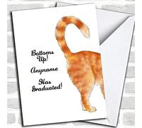 Funny Cat Bottoms Up Customised Graduation Greeting Card Any Text Inside Or Out | Graduation Card | You've Graduated Card