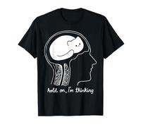 Funny Cat Brain Hold On I'm Thinking Graphic T-Shirt