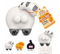 Funny Cat Butt Light Switch Cover, 3D Double Rocker Switch Plate Cute Wall Decor, Tool-Free Install, for Bedroom Dorm Bathroom, Gift for Cat Lovers (White)