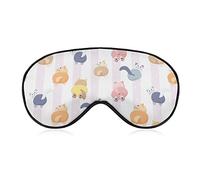 Funny Cat Butts Sleep Mask Blindfold Pink White Stripes Adjustable Super-Smooth Soft Eye Mask Cover for Men Women Travel and Nap