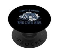 Funny Cat Camping Home Is Where The Cats Are PopSockets Adhesive PopGrip