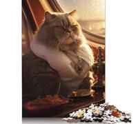Funny Cat Captain Yacht Jigsaw Puzzles Puzzle for Adults Kids. 1000 Pieces Whimsical Challenge Toy Educational Games Home Decoration for Adults& Kids Age 14 Years Up 1000pcs (75x50cm)