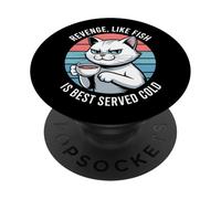 Funny Cat Cats Kitten Coffee Drinker Sarcastic Joke Revenge PopSockets Adhesive PopGrip