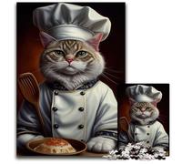 Funny Cat Chef Animal 1000 Pieces Puzzles for Adults cardboard Jigsaw Puzzles for Adults Brain Teaser & Home Decor, Perfect 26X38CM/10.23x14.96inch