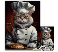 Funny Cat Chef Animal Puzzles 1000 Pieces for Adults Difficult Puzzles for Adults Challenging Brain Teaser - Relaxing Toy for Teenagers 50x75CM/19.68x29.52inch