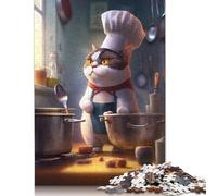 Funny Cat Chef Cook 1000 Piece Jigsaw Puzzle Family Fun Jigsaws for Adults And Challenging Game,stress Relief Games And Unique Gifts 1000pcs (75x50cm)