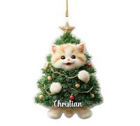 Funny Cat Christmas Ornament, 2D Acrylic Cat Tree Ornaments, Home Decor for Apartment Dormitory Room Door Car School Offices Birthday