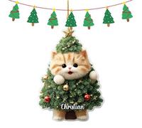 Funny Cat Christmas Ornament | 2D Acrylic Cat Tree Ornaments,Home Decorations for Room Door Offices Dormitory Apartment School Thanksgiving Party Car