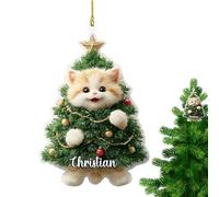 Funny Cat Christmas Ornament, 2D Acrylic Cat Wearing Christmas Tree Pendants, Home Decor for Apartment Dormitory Room Door Car School Offices Birthday
