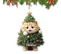 Funny Cat Christmas Ornament | 2D Acrylic Cute Cat Ornaments,Home Decorations for Party Room Holiday Home Dormitory Car Door Apartment Offices School
