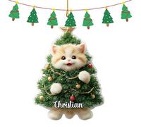 Funny Cat Christmas Ornament - Cute Cat Christmas Tree Hanging Decorations | 2D Acrylic Adorable Kitten Decorative Pendants for Parties Room Holiday Home Dormitory Car Door (B)