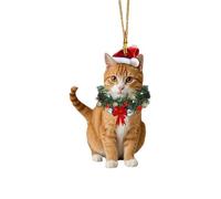 Funny Cat Christmas Ornaments - Cute 2D Black & White Kittens Dressed as Christmas Trees, Adorable Hanging Decorations for Xmas Tree, Car Rearview, Bag Charm, Mantel, Cat Lover Gifts (Cat - C)