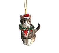 Funny Cat Christmas Ornaments - Cute 2D Black & White Kittens Dressed as Christmas Trees, Adorable Hanging Decorations for Xmas Tree, Car Rearview, Bag Charm, Mantel, Cat Lover Gifts (Cat - B)