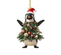Funny Cat Christmas Ornaments - Cute 2D Black & White Kittens Dressed as Christmas Trees, Adorable Hanging Decorations for Xmas Tree, Car Rearview, Bag Charm, Mantel, Cat Lover Gifts (Penguin)