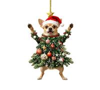 Funny Cat Christmas Ornaments - Cute 2D Black & White Kittens Dressed as Christmas Trees, Adorable Hanging Decorations for Xmas Tree, Car Rearview, Bag Charm, Mantel, Cat Lover Gifts (Dog)