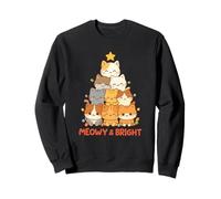 Funny Cat Christmas Tree Meowy Bright Kitten Lover Sweatshirt