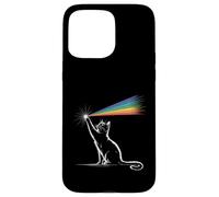 Funny Cat Classic 70s Rock Music Parody Rainbow Prism Case for iPhone 15 Pro Max