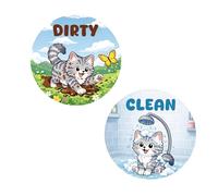 Funny Cat Clean Dirty Dishwasher Magnet Sign, Double Sided Reversible Flip Clean Dirty Magnet Kitchen Accessories for Kitchen Fridge Laundry Room Washing Machine