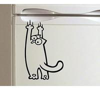 Funny CAT Climbing Sticker Decal Fridge CAR Vehicle Bumper Black Pack of 2 in Black