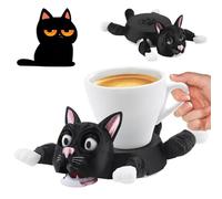 Funny Cat Coasters, 3D Print Cute Black Cats Coaster, Cup Holder for Drinks, Cat Gifts for Women & Men, Decorative Home Accessories, Expression & Moving Limbs, Housewarming Gift for Pet Lovers