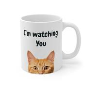 Funny Cat Coffee Mug, I'm Watching You, Orange Tabby