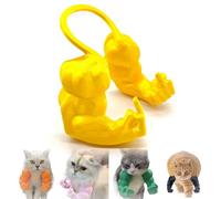 Funny Cat Collar with Arms, Cat Muscle Arms Middle Finger, Creative 3D Printed Giant Cat's Neck Muscle Arm Pet Toys, Cosplay for Kitten Cats Halloween Costume Accessories(Middle finger yellow)
