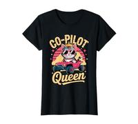 Funny Cat CoPilot Queen Cartoon Driving Kitten Sunglasses T-Shirt