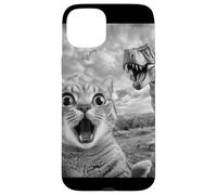 Funny Cat Dinosaur Selfie Meme | Shocked Cat Vs T Rex Case for iPhone 15 Plus
