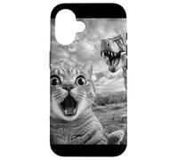 Funny Cat Dinosaur Selfie Meme | Shocked Cat Vs T Rex Case for iPhone 16