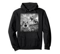 Funny Cat Dinosaur Selfie Meme | Shocked Cat Vs T Rex Pullover Hoodie