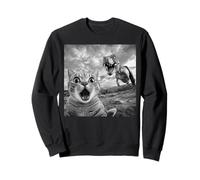 Funny Cat Dinosaur Selfie Meme | Shocked Cat Vs T Rex Sweatshirt