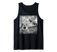 Funny Cat Dinosaur Selfie Meme | Shocked Cat Vs T Rex Tank Top