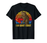 funny cat do what i want vintage sunset crazy hilarious cats T-Shirt