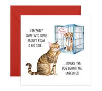 Funny Cat & Dog Greeting Card - Sold the Dog - Animal Humour Card for Him, Her, Cat Lovers, Fur Mama or Dad, Friends, BFF, Bestie, Bro, Sister, Men, Women - Comes with Fun Stickers