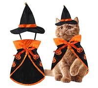 Funny Cat & Dog Halloween Cloak & Hat Set - Wizard Cape & Hat for Small Pets