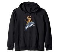 Funny Cat Dolphin Zip Hoodie