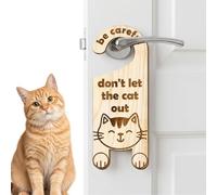 Funny Cat Door Sign, Wooden Door Hanger Warning "Don't Let Cat Out", Please Keep Closed Caution Sign, Rustic Home Decor For Owners, Safety Reminder For Front