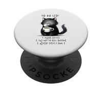 Funny Cat Drinking Coffee To Do List PopSockets Adhesive PopGrip