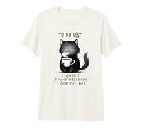 Funny Cat Drinking Coffee to Do List Premium T-Shirt