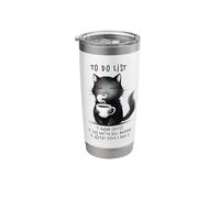 Funny Cat Drinking Coffee to Do List Stainless Steel Insulated Tumbler
