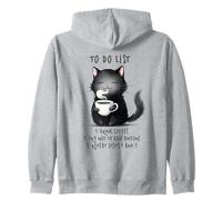 Funny Cat Drinking Coffee To Do List Zip Hoodie