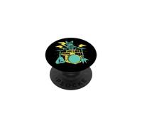Funny Cat Drummer Cute Kitten Playing Drums Drumming PopSockets Adhesive PopGrip